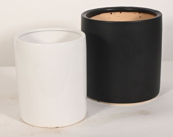 Great Value Ceramic Planters Bundle Deal - 8 inch planter plus 6 inch Pot - Indoor Planter Pots - White, Black, Grey Bundle - Free Shipping