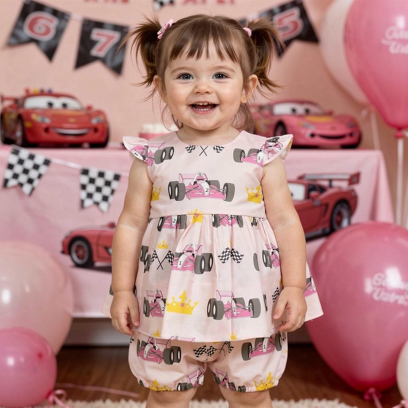 Race car dress, race car birthday dress, 2 fast 2 curious dress, racecar birthday, pink race car themed party, Fast One birthday party dress