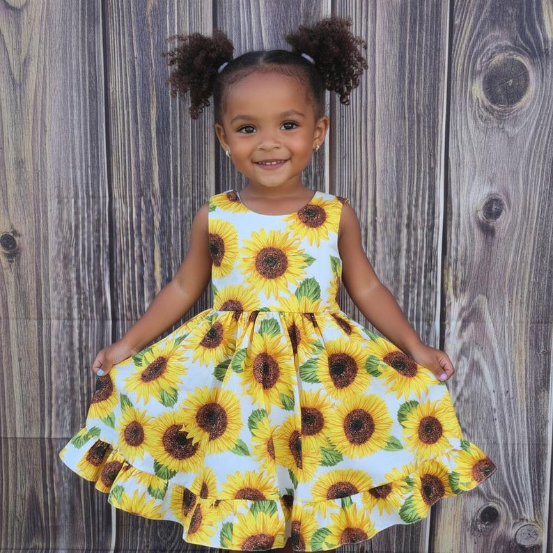 Sunflower Cotton Dress, Party Wedding Outfit