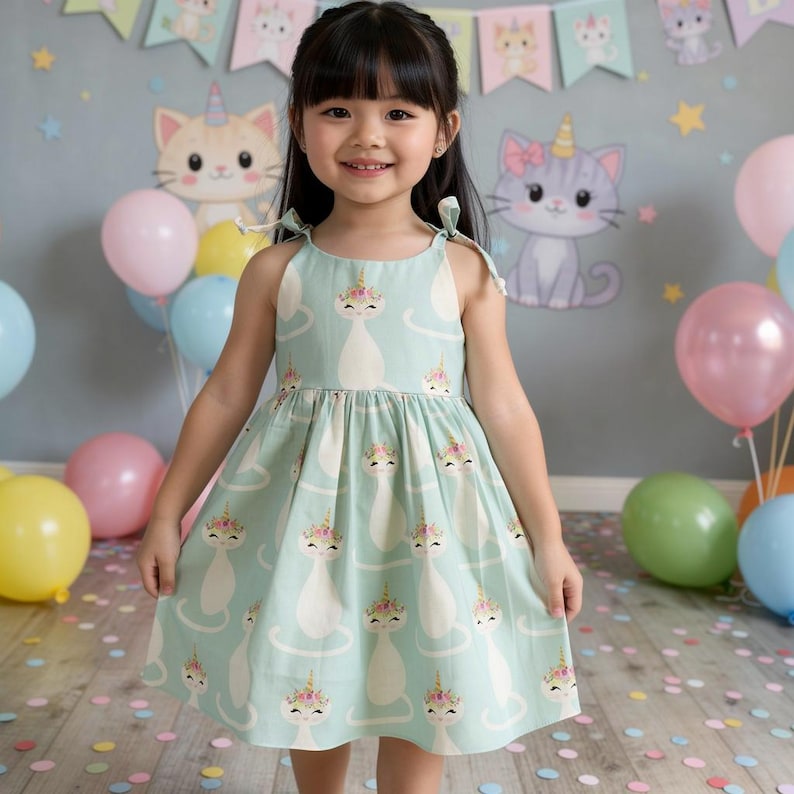 Caticorn dress for girls, summer dress Caticorn, Caticorn themed birthday dress, size 4t dress for girls, Caticorn birthday gift