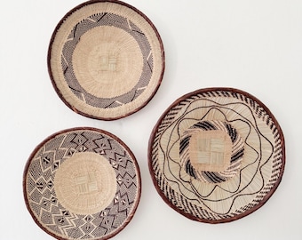 Binga Basket Wall Set of 3, Zimbabwe Tonga Baskets, African Basket Set #K079