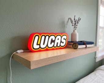 CUSTOM - Brick-Inspired Name Lightbox | Custom 3D Printed LED Sign | USB Dimmable Desk & Room Decor
