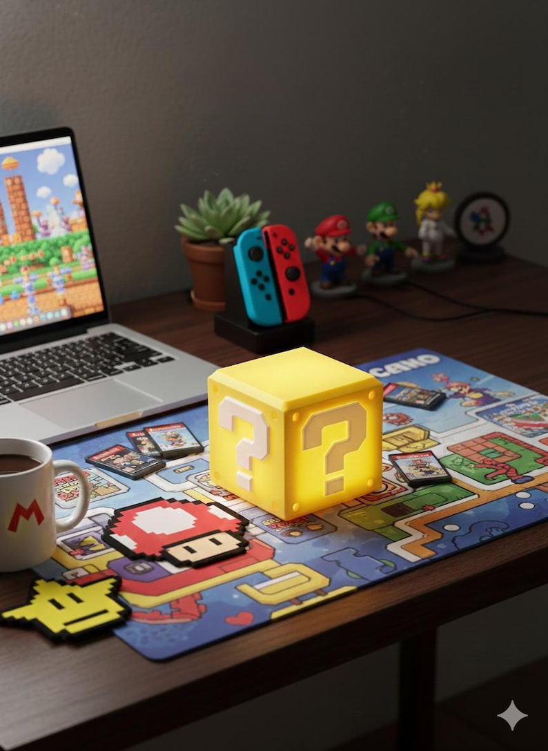 Super Mario Question Block LED Desk Lamp – Gaming Decor