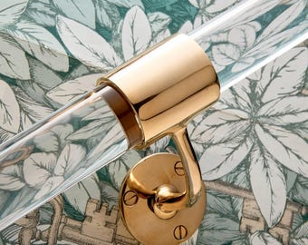 Custom Lucite Handrail with Brass Brackets, Modern Stair Railing
