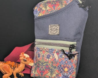 Dinosaurs and Strawberries waterproof slim crossbody bag