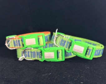 ASK TO PET 1" dog collar neon green light weight information collar
