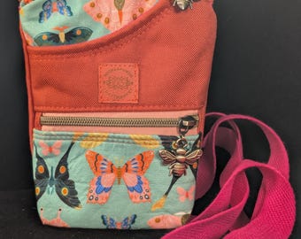 Butterlies and Moths waterproof slim crossbody bag