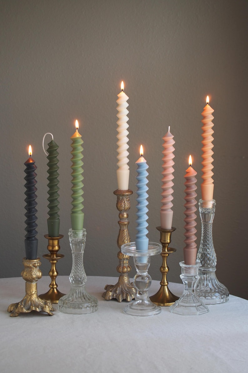 Zen Spiral Taper Candle, Twisted Soy Beeswax Candle, 8.75" H (A Pair)