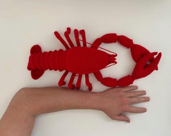 Crochet Lobster Plush - Large Amigurumi Crustacean Toy - Handmade Stuffed Animal - Nursery Decor Ocean Sea Theme