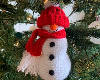 SnowMan Plush, Handmade Crochet Snow - Festive Holiday Decor or Sweet Christmas Gift