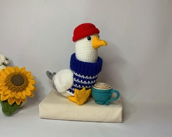 Crochet Seagull Plush: Handmade Whimsical Bird Decor