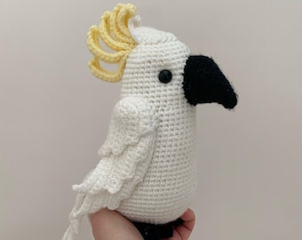 Crochet Cockatoo Plush: Handmade White Macaw Parrot Toy