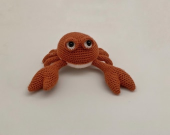 Orange Crab Crochet Plush - Ocean Theme Amigurumi Gift, Handmade Toy Animal