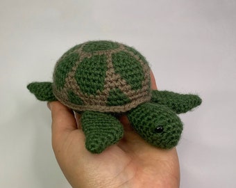 TOY Sea Turtle, Plush Green Tortoise Toy, Handmade Crochet Gift