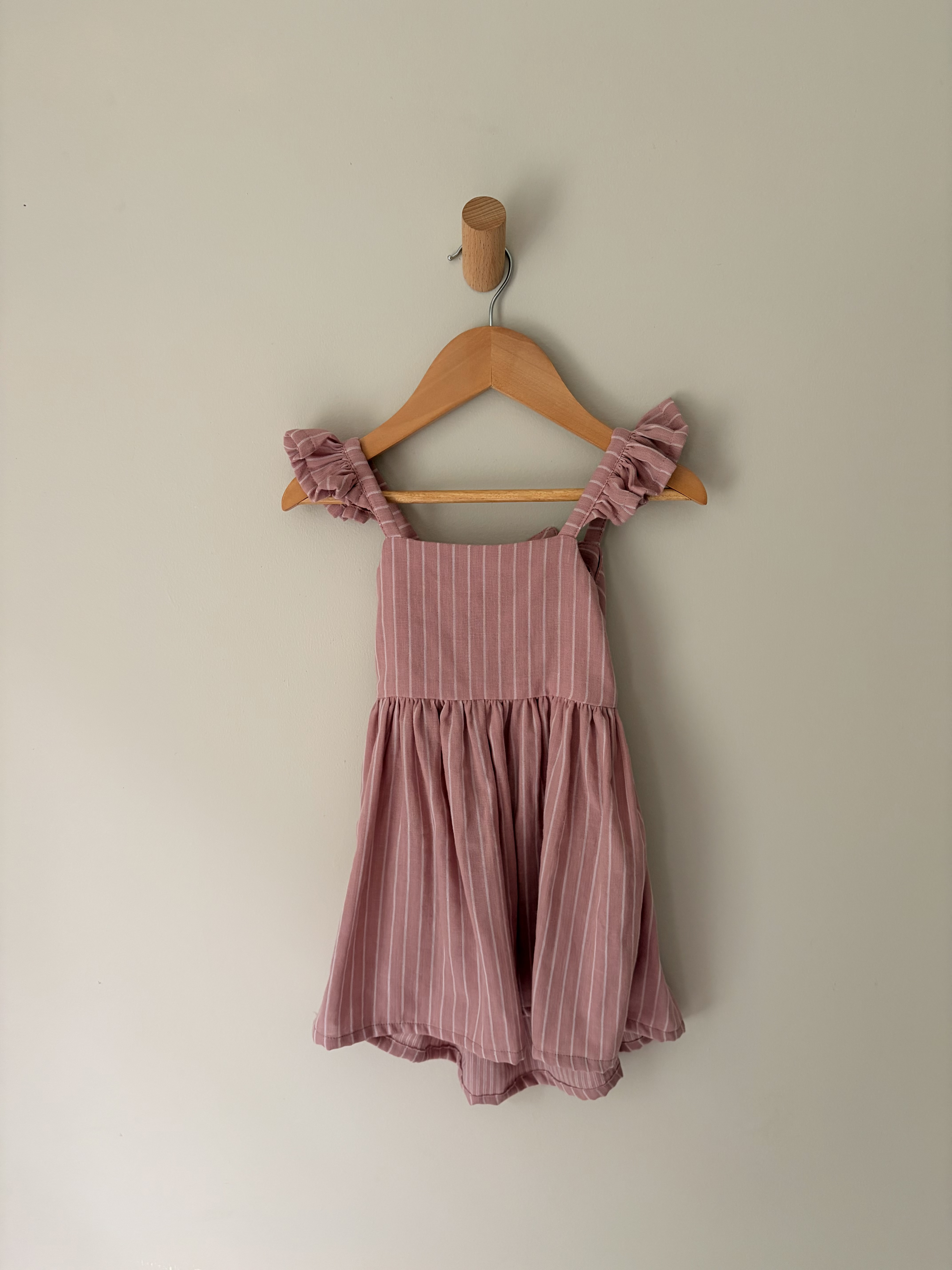 Pink Stripe Ruffle Dress in size 2t