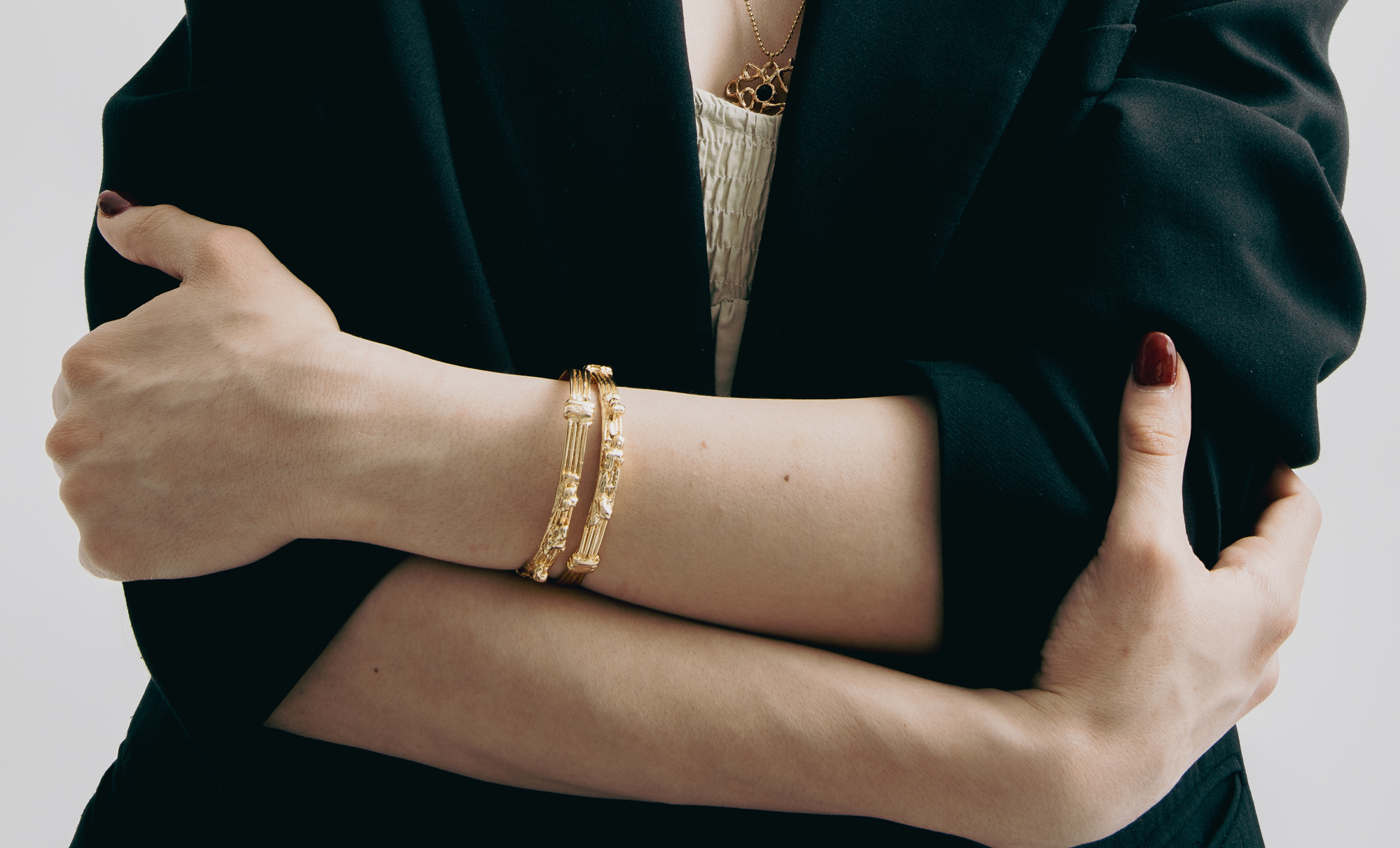Textured Gold Plated Brass Cuff Bracelet, Organic Open Bangle, Minimalist Statement Jewelry